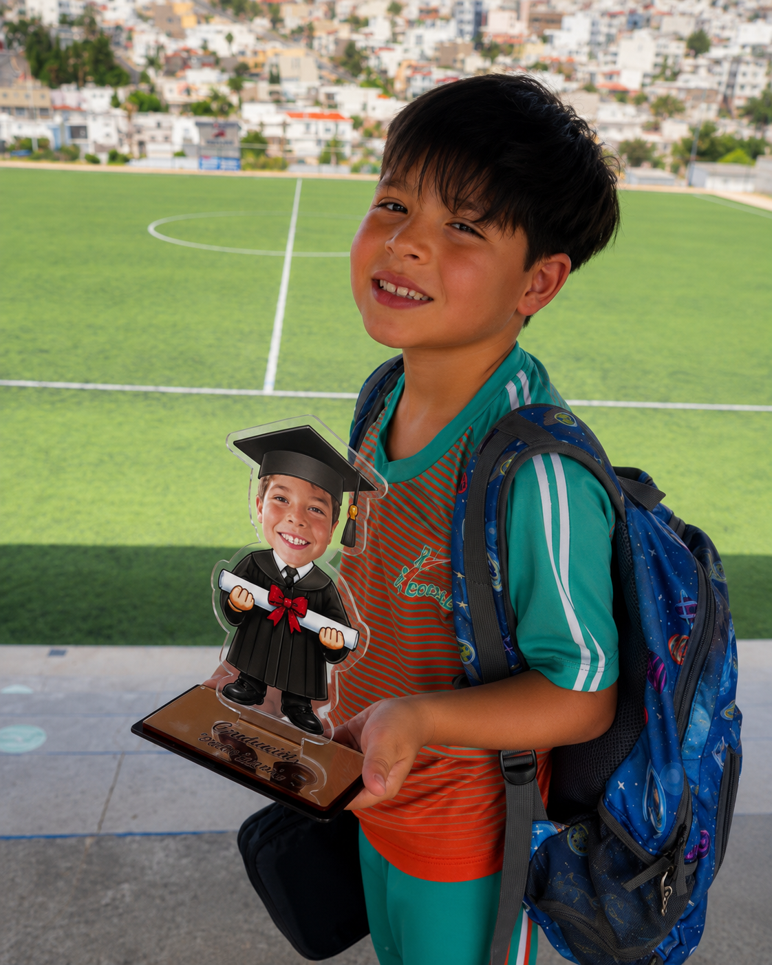 Niño con su Graduadito Estrago